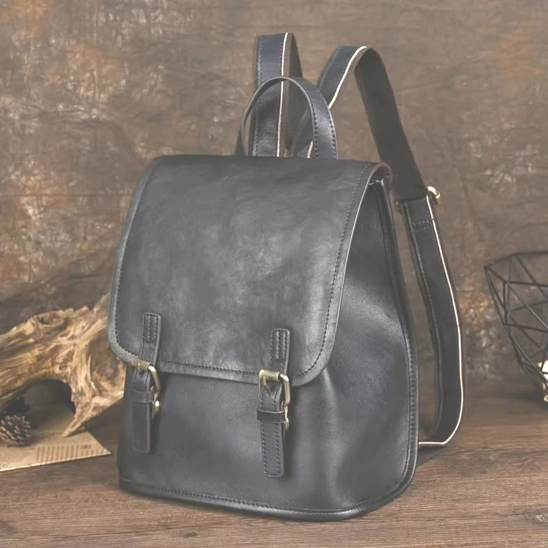 2027 New Fashion Genuine Leather Women Backpacks Luxury Brand Female Real Natural Leather Ladies Girl Student Vintage Backpack