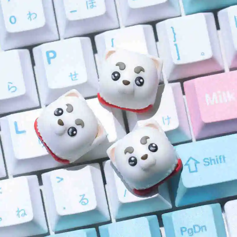 3D GINTAMA Sadaharu Cute KeyCaps Resin Layered Drip Gel MX Switches Anime Peripherals Keycap for Mechanical Keyboard Accessories