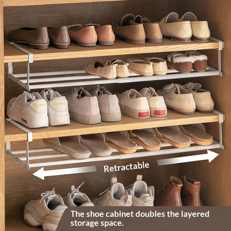 Adjustable Shoe Rack | Space-Saving Layered Organizer For Home Shoe Cabinets | Under-Shelf Shoe