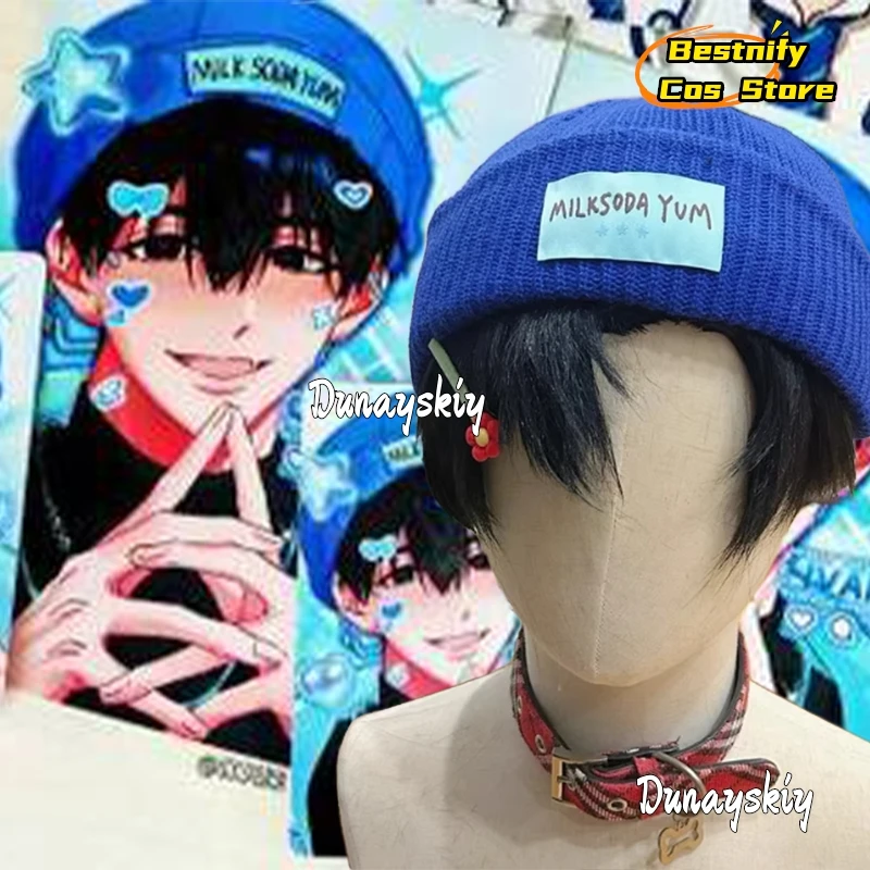 Alien Stage Anime Cosplay Ivan Hat Parts Prop Blue Knitted Hat Warm Cap Letter Cap Unisex Cap Roleplay Customized