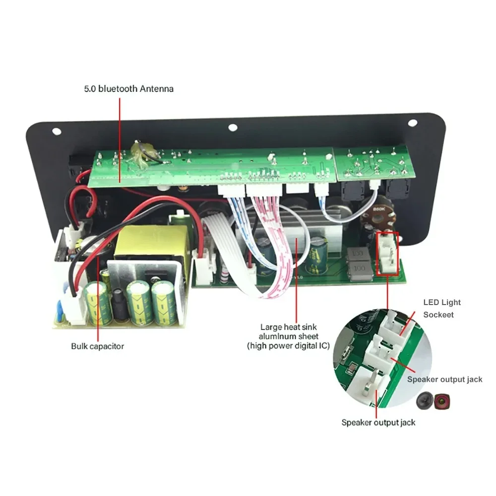 Woopker Leistungsverstärkerplatine D300/D10 Audio-Verstärkerplatine 600W Bluetooth 5.0 Dual-Mikrofone Unterstützt USB/TF/AUX/FM-Radio – Detail 3