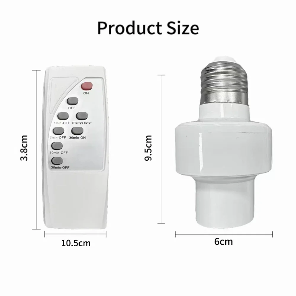 Smart Timer Switch Wireless Remote Control E27 15m Range Lamp Holder 110V 220V ON Off Light Bulb Base Socket Intelligent