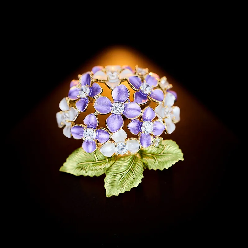 

High-end Fashion Purple Hydrangea Brooch for Women, Elegant and Luxurious Versatile Floral Pin, Anti-exposure Accessory, Corsage