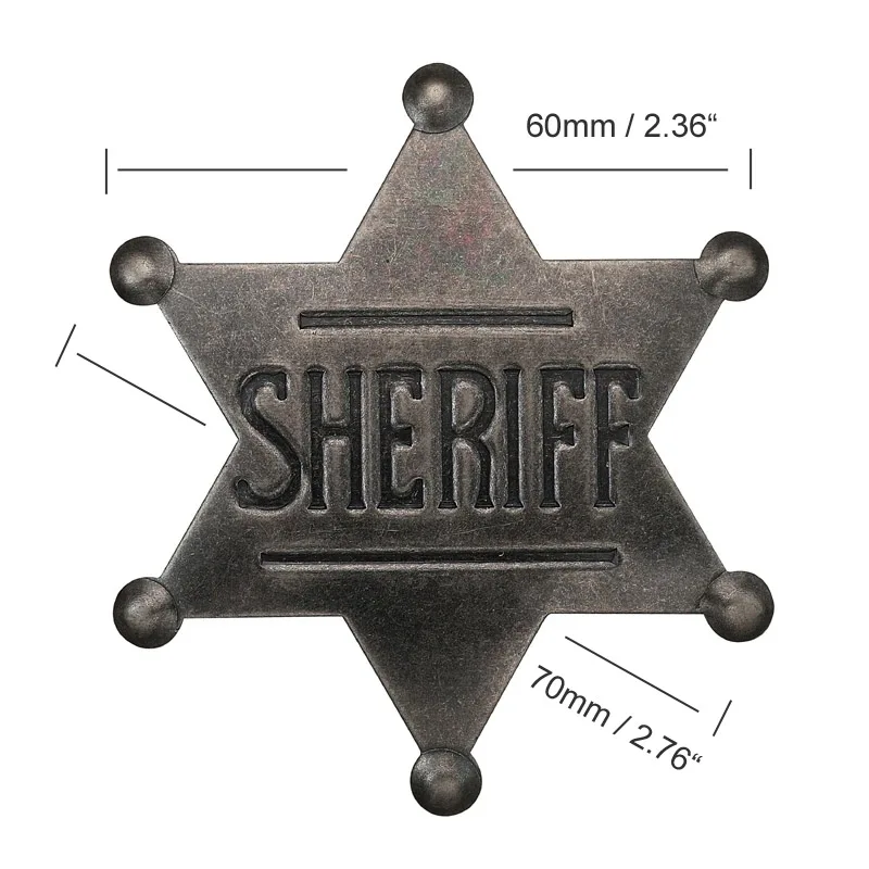 Star Sheriff Deputy Badges,Metal Sheriff Brooch for Kids Adults Cowboy Party Decor Favors Supplies,School Carnival Prizes Gift