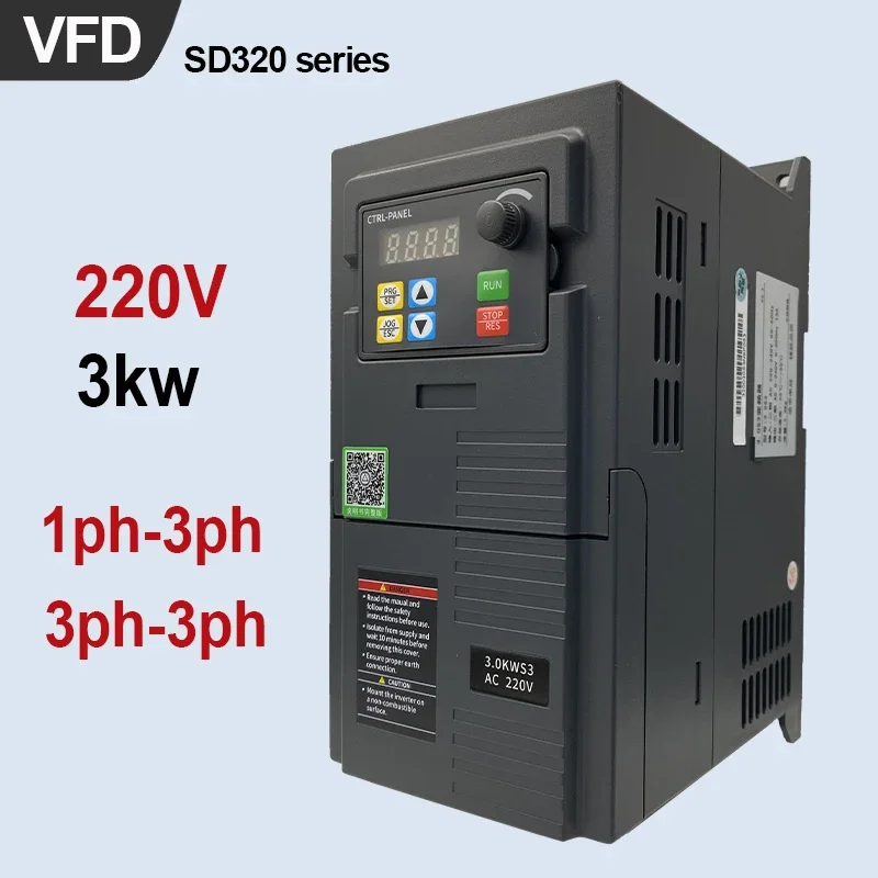 3KW 220V VFD 1phase to 3phase 3phase to 3phase Variable Frequency Drive Converter Inverter Vector Motor Speed Controller