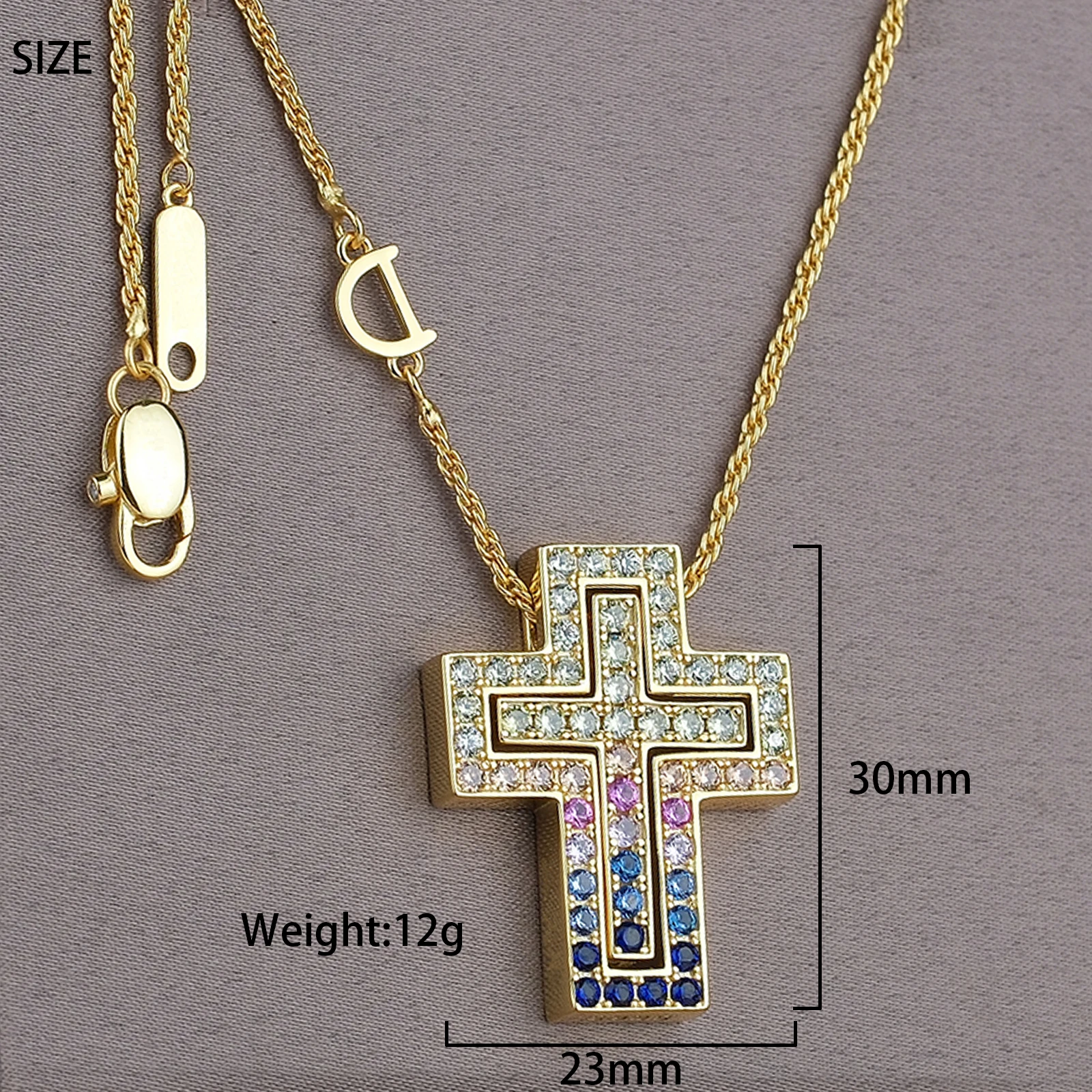 925 Sterling Silver High-End Double Cross Necklace Rainbow Zircon Women Gothic Bless Cross Necklaces Detachable Rose Gold Plated