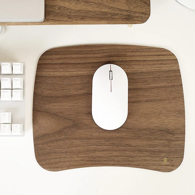 Natural Wood Grain Cork Mouse Pad with Thick Wrist Rest Desk Mat for Home Office