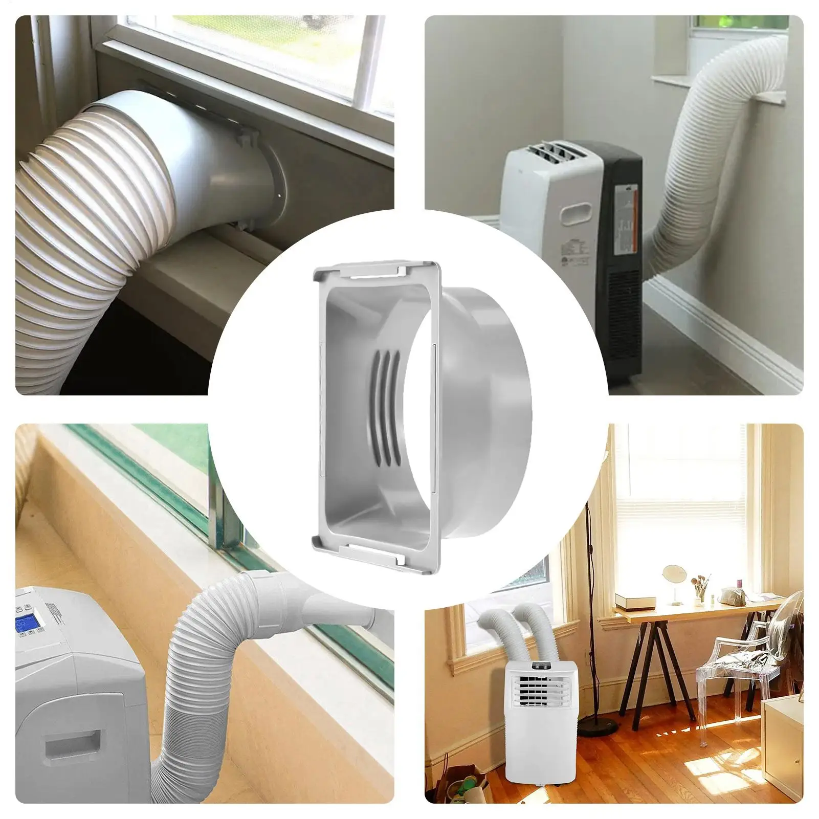 

AC Square Exhaust Hose Coupler Secure Fit Tight Sealing AC Unit Tube Connector For 5.9 Inch Exhaust Hose For Apartment Dwellers