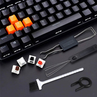 Mechanical Keyboard Keycap Puller Tool Set 4-Piece with Cleaning Brush Durable Ergonomic Removal Kit for Maintenance Repair