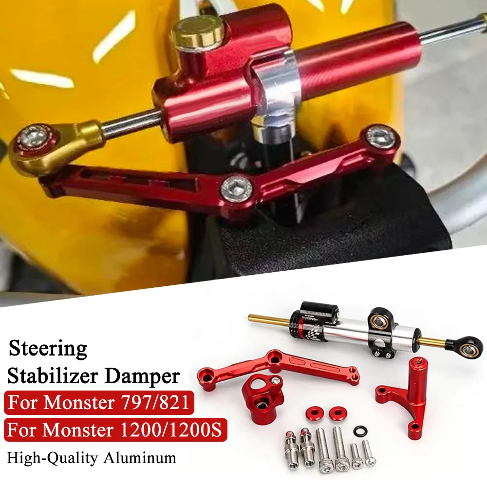 

FOR Ducati Monster 797 2017-2020 For MONSTER 821 1200 1200S 2014-2021 Motorcycle Steering Stabilize Damper Bracket Mount Kit