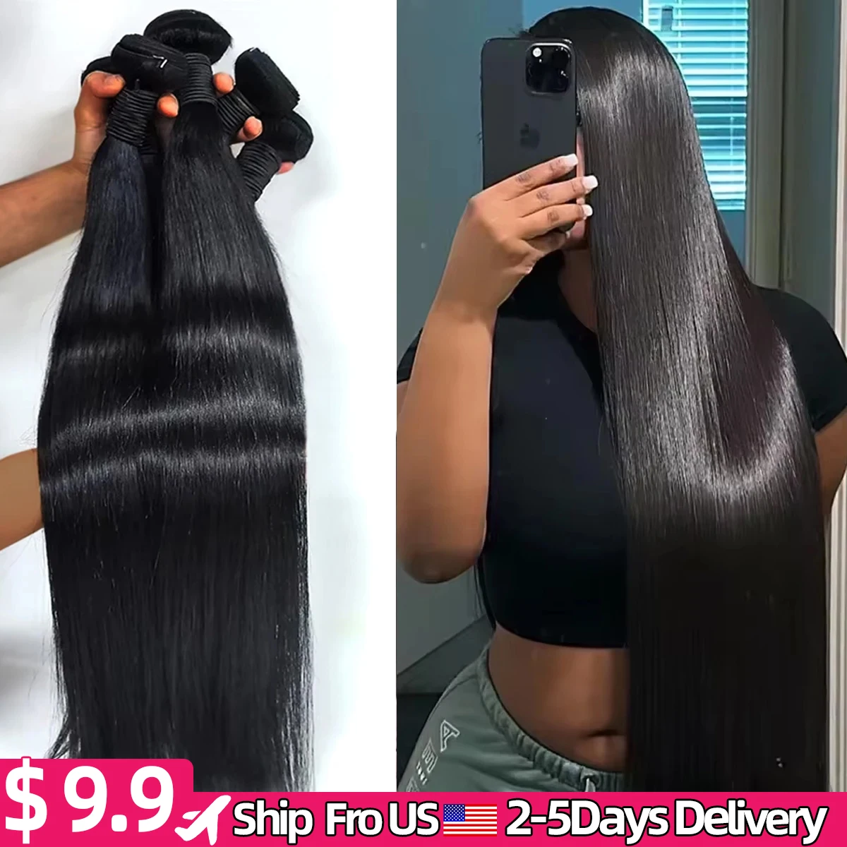 250% Density 4Pcs Bone Straight Human Hair Bundles 38 48 Inch Human Hair Bundles Virgin Hair Weave Bundles Remy Hair Extensions