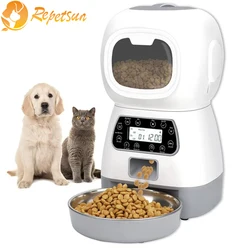 3.5L alimentatore automatico per animali domestici Dispenser di cibo intelligente per gatti cani Timer ciotola in acciaio inossidabile Auto Dog Cat Pet Feeding Pet Supplies