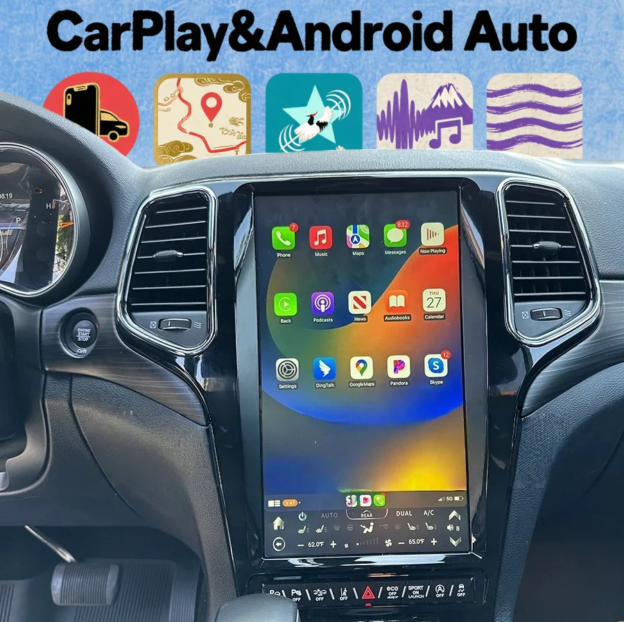 

13.6inch Vertical Screen Car Radio For Jeep Grand Cherokee Carplay Android AUTO 2011 2012 - 2020 GPS Car Multimedia Video Player