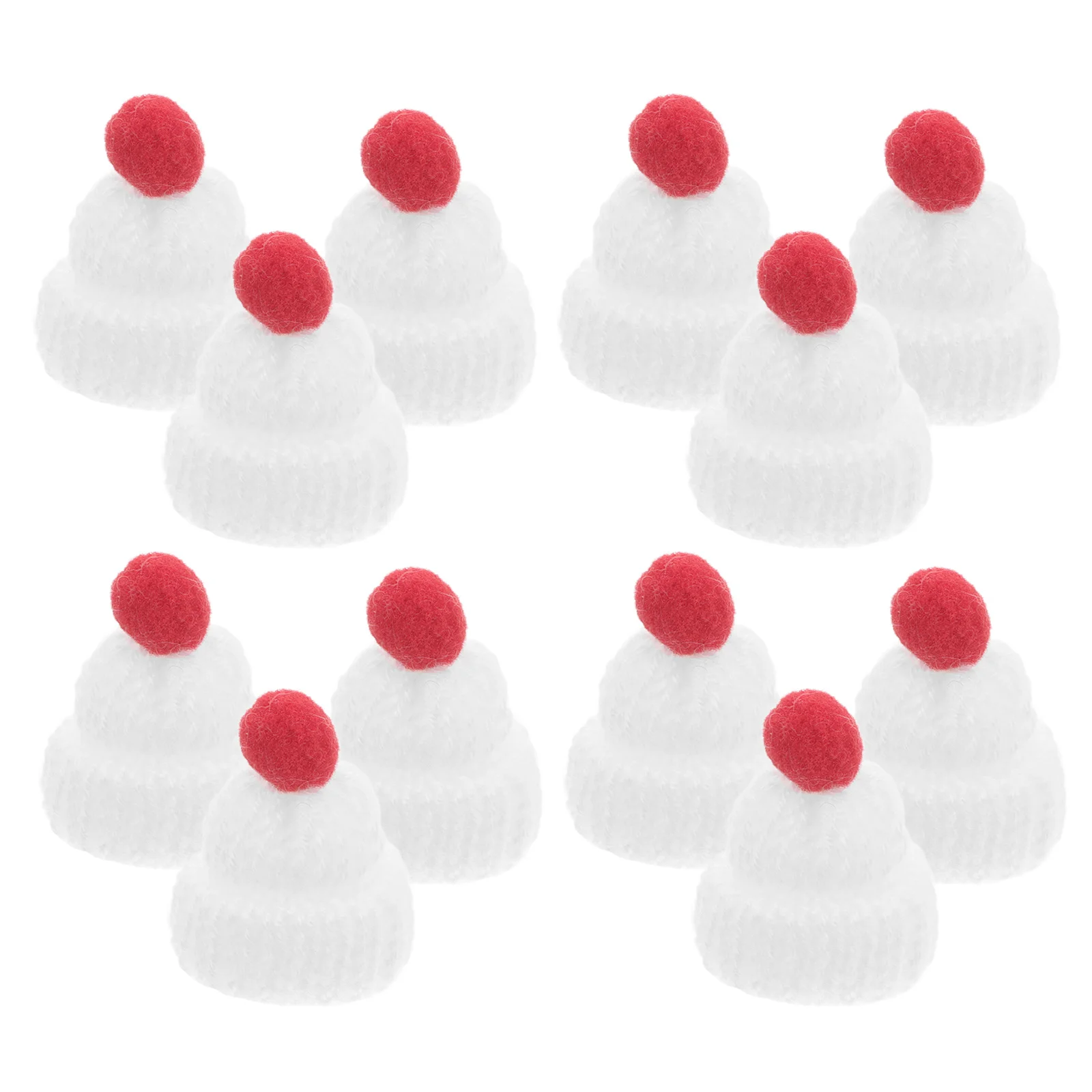 

12Pcs Mini Knit Santa Hats for Christmas Tree Hanging DIY Handmade Wool Dress Up Accessories Tiny Christmas Hat