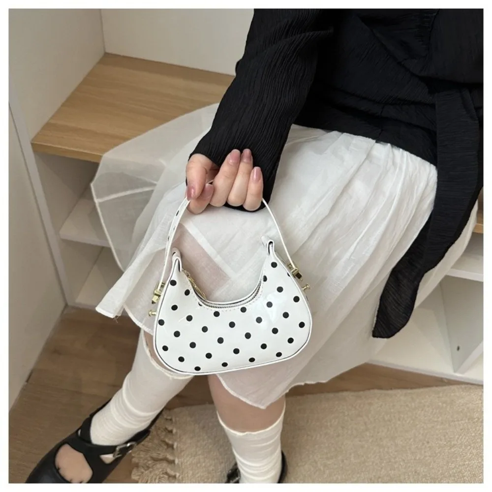 Fashion Polka Dot Pattern Mini Hobo Bag Mini Size Lightweight Design Underarm Handbag Fashion Style Small Shoulder Bag Women