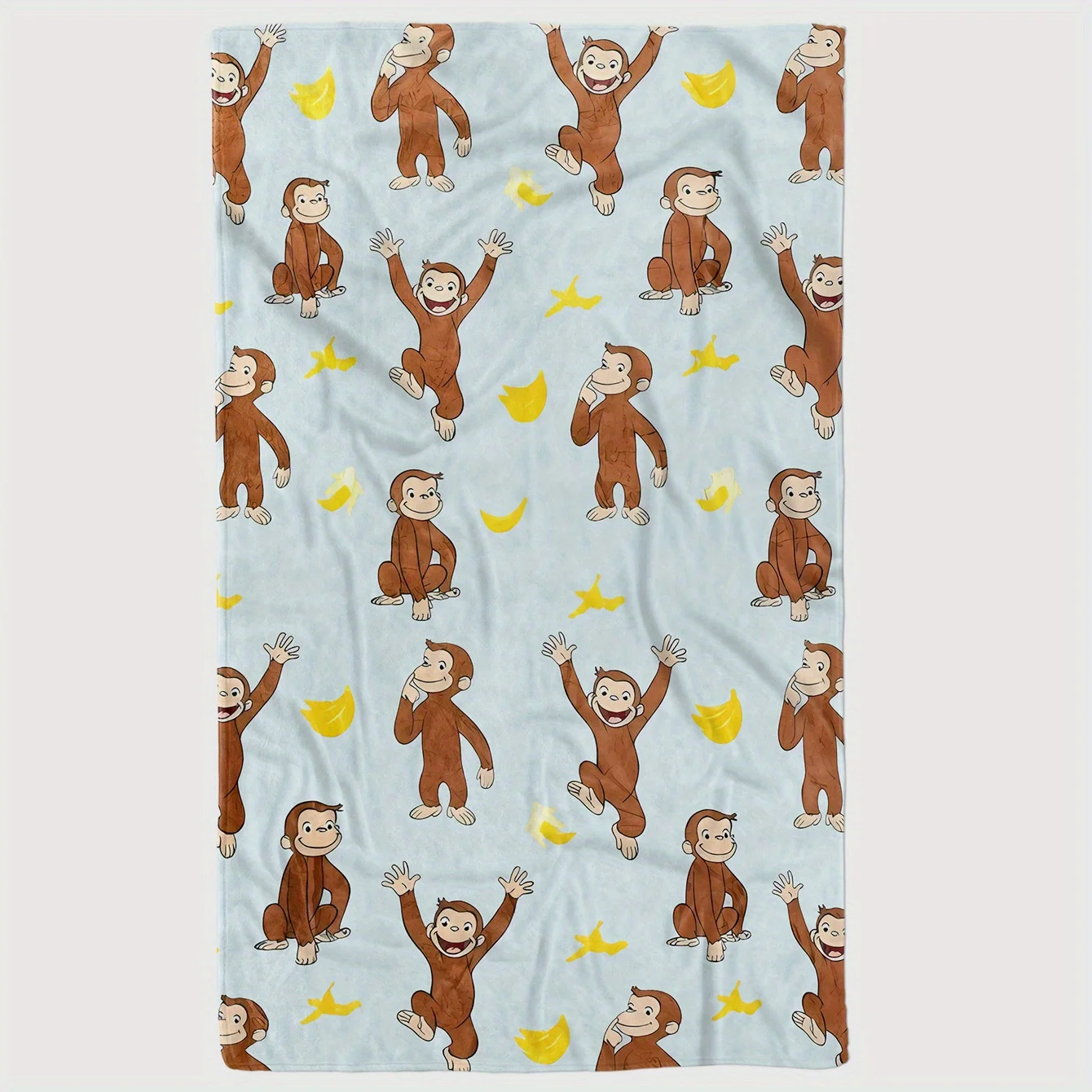 Curious George Monkey & Banana Print Flannel Throw Blanket - Soft Cozy Warm| Perfect for Sofa/Bed/Office view 3