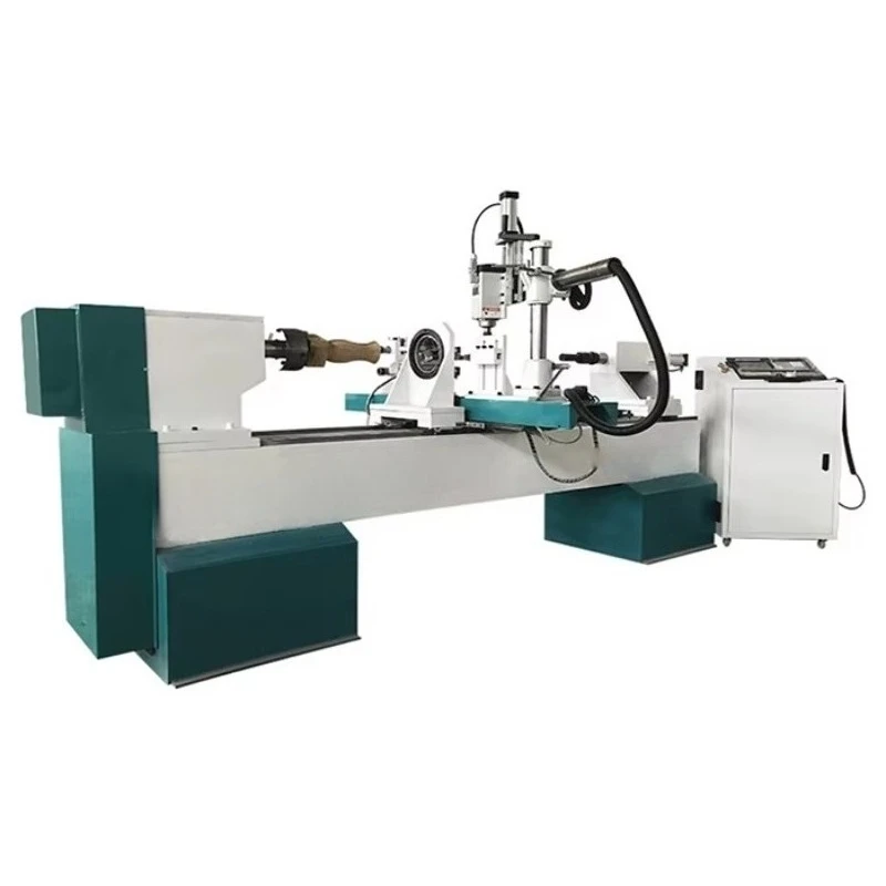 Deposit Price Double Spindle CNC Wood Lathe Machine Wood Turning Lathe for Baseball Bat Billiard Cue Stair Columns  Solid Wood