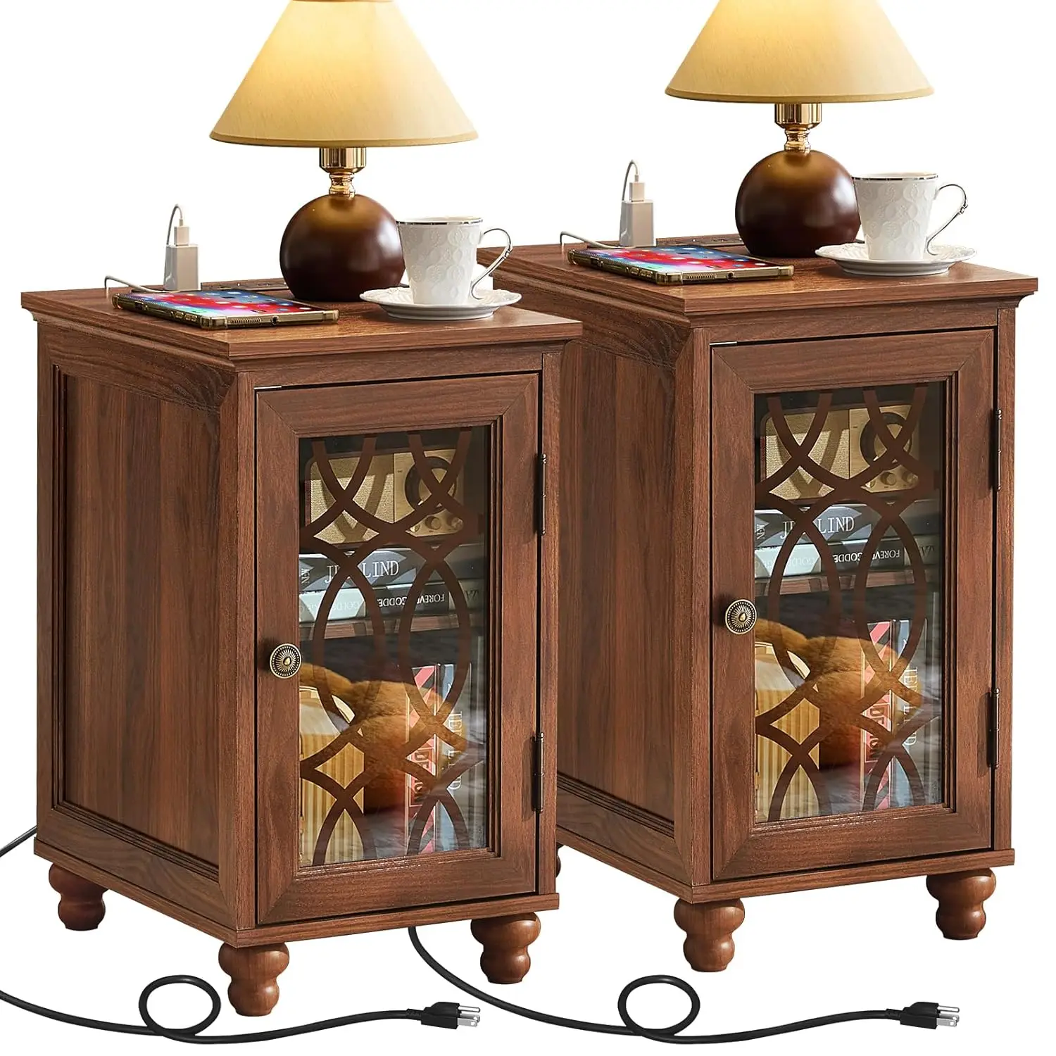 Narrow Charging Side Table Set 1