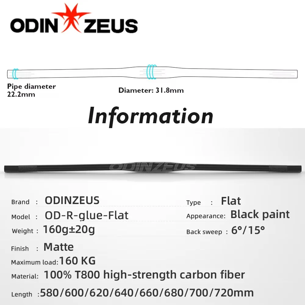 T800 Full Carbon MTB Handlebar 31.8mm, Flat/6°/15° Riser, Ultra‑High Strength Ergonomic Bar for Mountain Road Bike