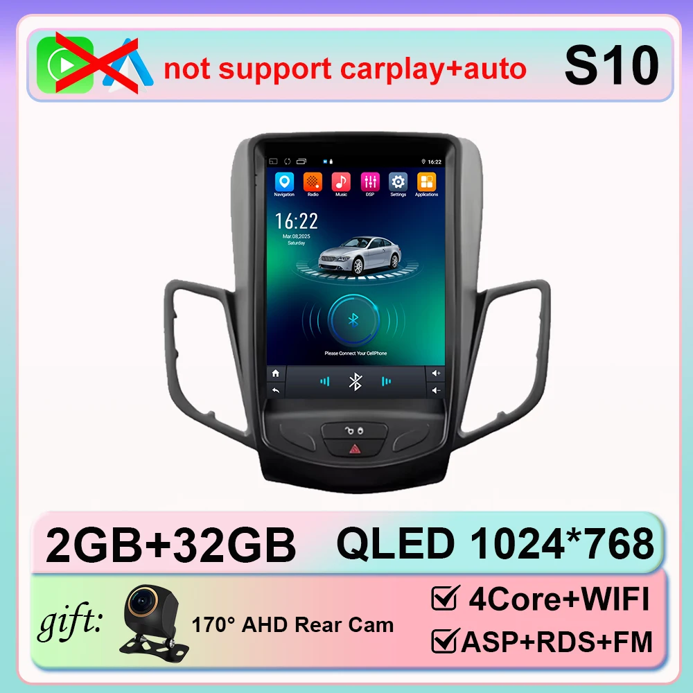 9.7 inch autoradio voor Ford Fiesta MK 7 2008-2019 Android 16 auto multimediaspeler navigatie stereo 4G BT WIFI stereo GPS
