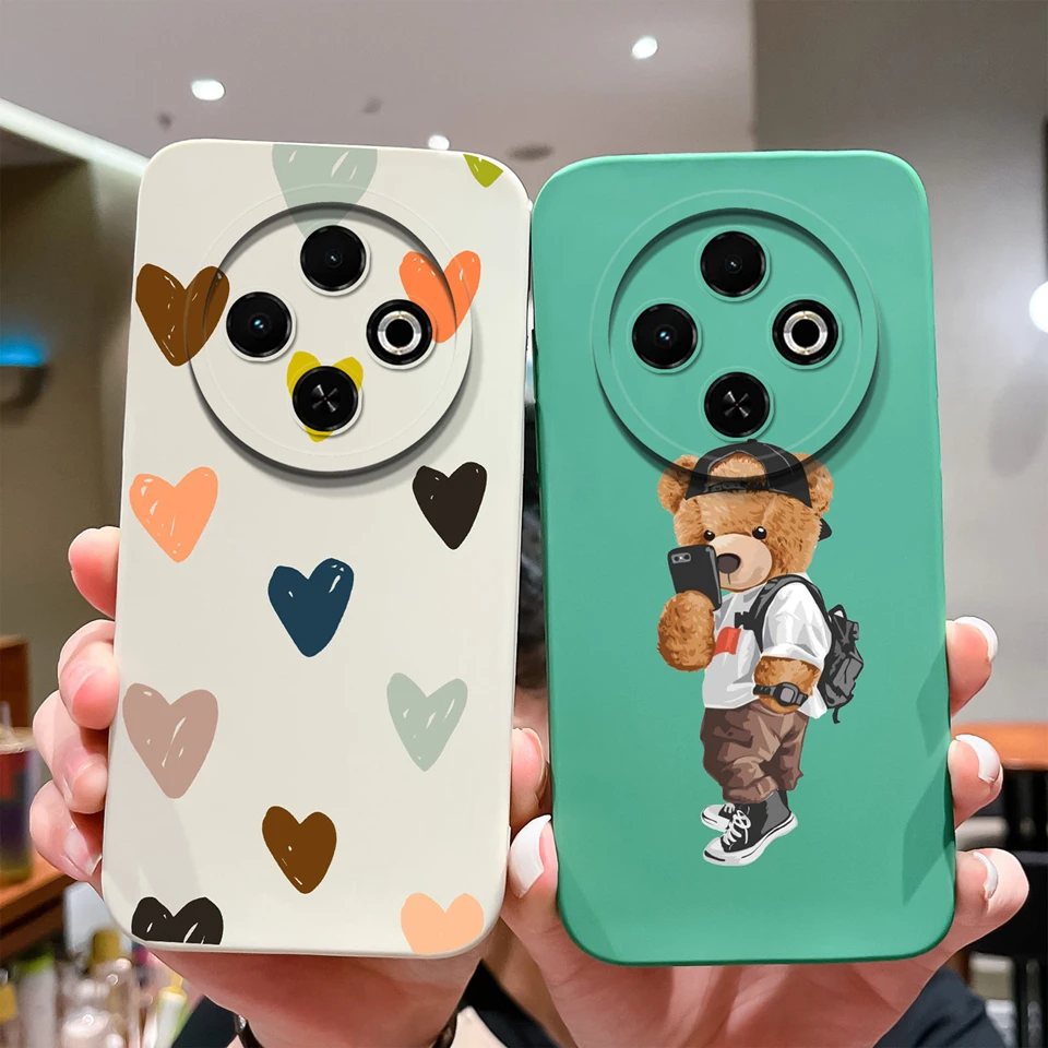 Cases For Tecno Spark 30 30C 4G 5G Love Heart Bear Liquid Durable Shockproof High Quality Shell For Tecno Spark 30C Coque Funda