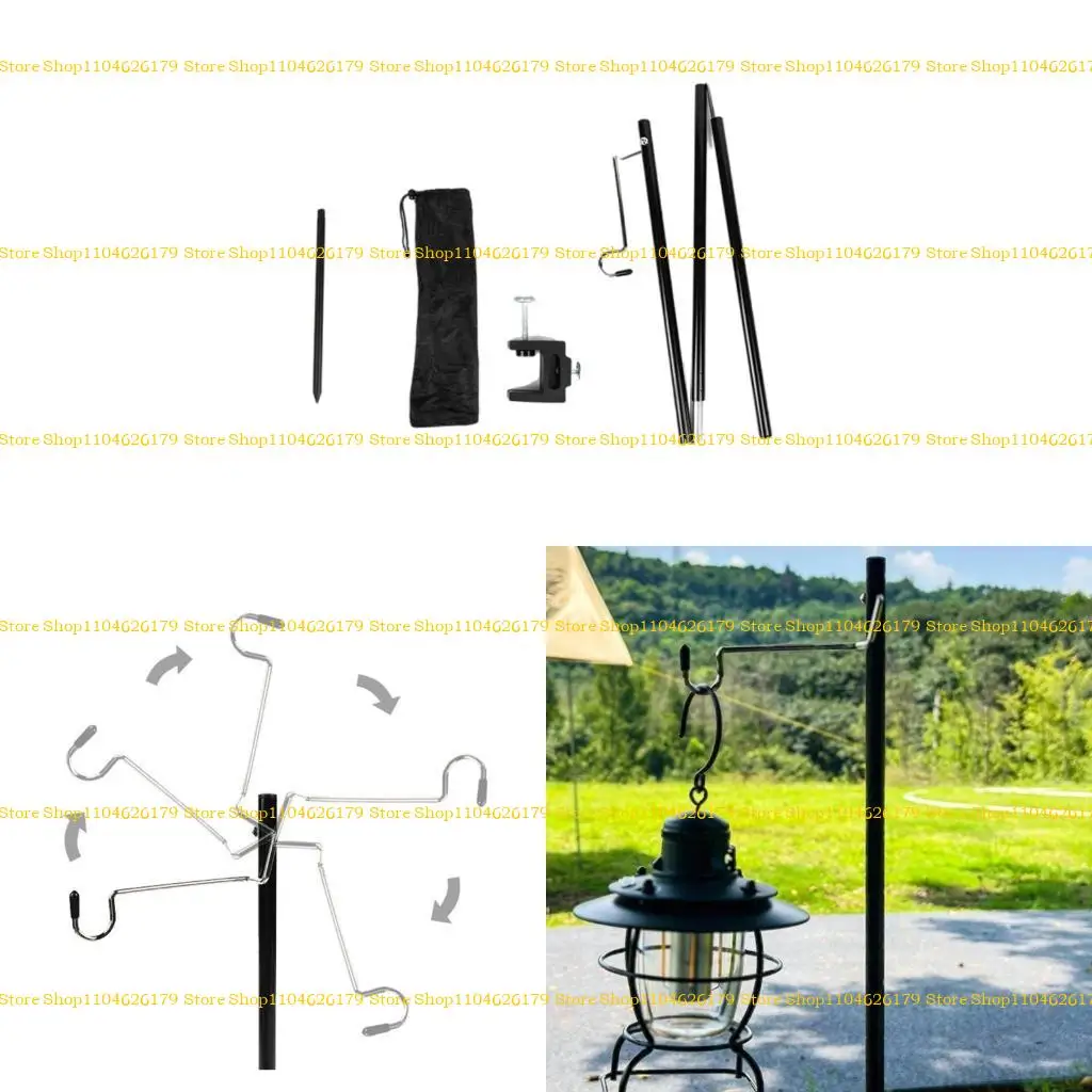 

A1A2 Folding Lamp Stand Outdoor Table Lamp Hanger Rack Portable Desktop Camping Light Stand for Outdoor Camping Hiking