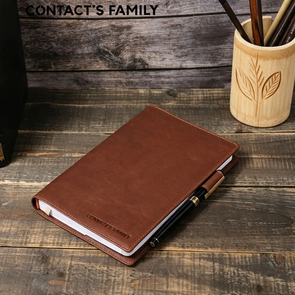 Full Grain Leather Travel Journal Genuine Leather Cover Handmade Notebook A5 B5 Diary Office School Note Book With Pen Holder