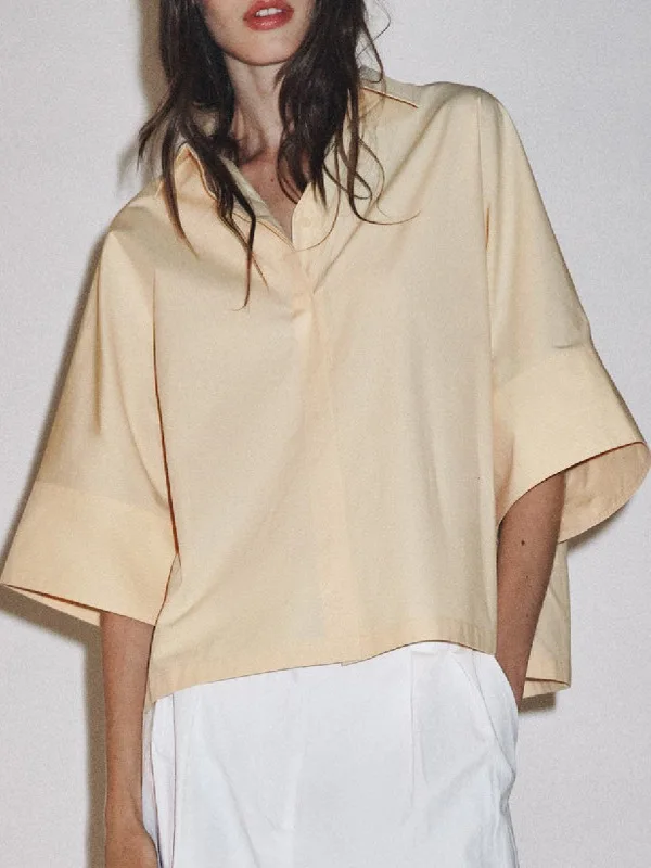 فضفاض ort Sve لون نقي irts المرأة الصيف بلايز الحرير الشاش النسيج تخفيف Sle Faion حجم كبير ملابس داخلية