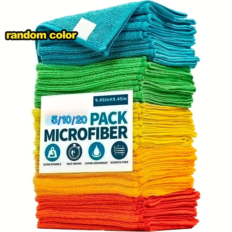 Microfiber Cleaning Cloths, 10pcs Random Color,Super Absorbent, Durable and Easy to Clean, Ideal for Car Washing