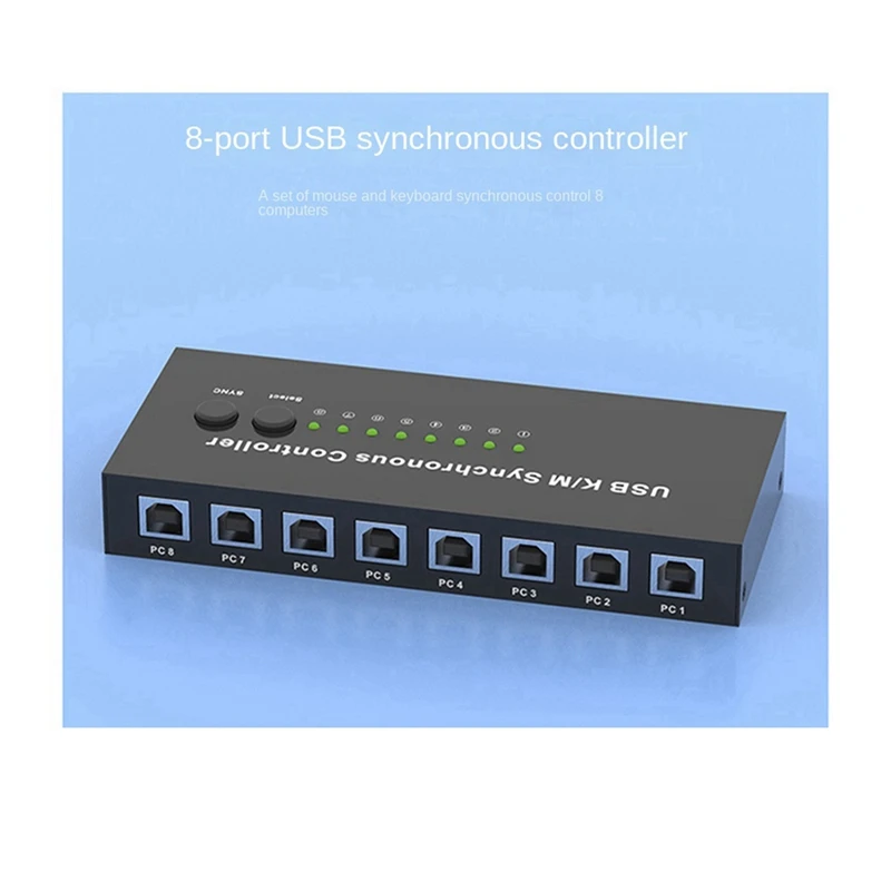 

2X USB K/M синхронный контроллер, 8-портовый KVM-переключатель, несколько компьютеров, 1 комплект мыши и клавиатуры