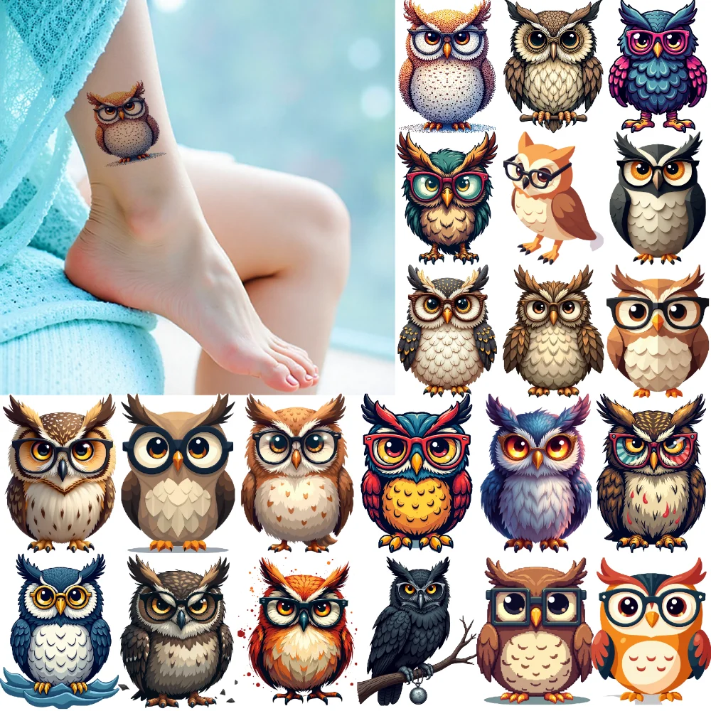 

Временные татуировки-наклейки, водонепроницаемые долговечные наклейки для тела, сова, детские татуировки для мальчиков и девочек, наклейки на руку, предплечье, плечо, щеки