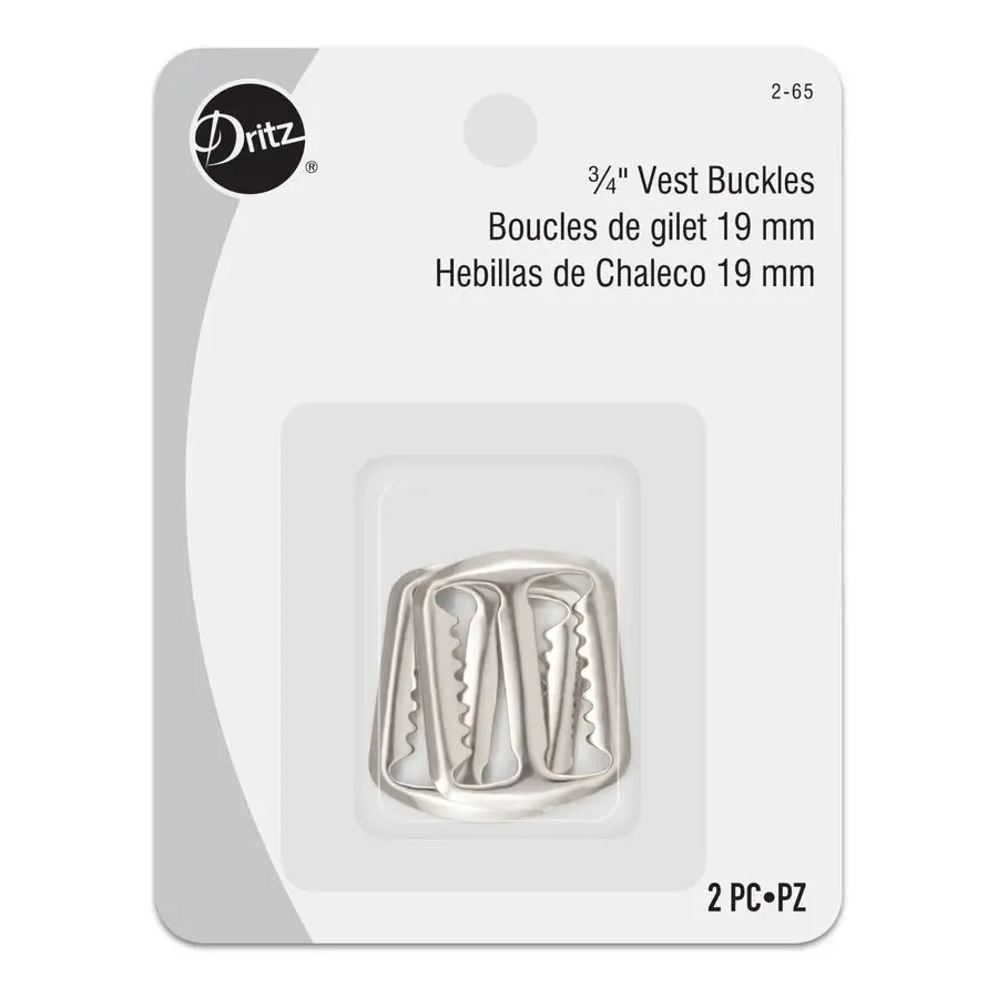 

265 Vest Buckles, Nickel, 3 4Inch 2Count