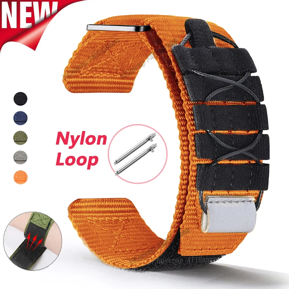 Nylon Loop Strap Watch Band 22mm 20mm Universal Watch Replacement Wristband Braided Sport Belt Men Women Watchband Quick Release