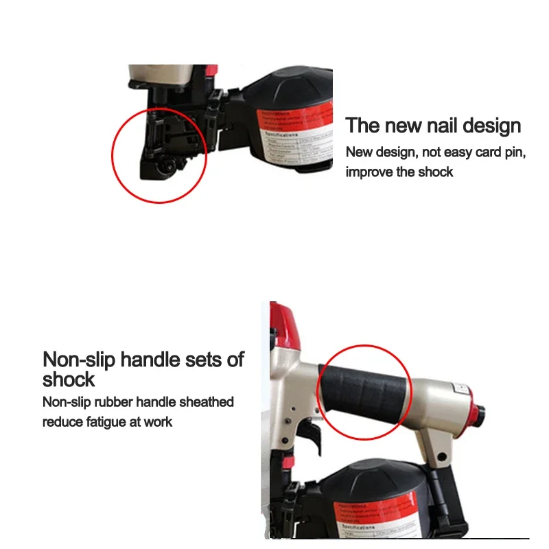 Pistolet à clouer pneumatique portable, CRN45A, déterminer le gros rouleau de chapeau, odorà clouer de tir droit, adapté au travail de calcul, outil de traitement