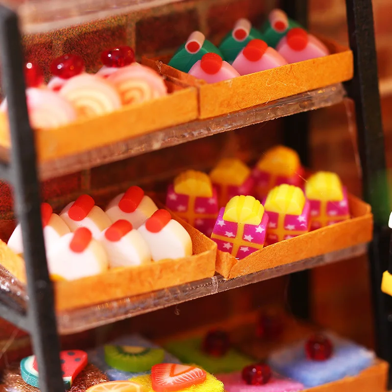 OUZEY Sweet Dream Bakery DIY، بيت حلوى مصغر ثلاثي الأبعاد، هدية إبداعية للفتيات المراهقات #4