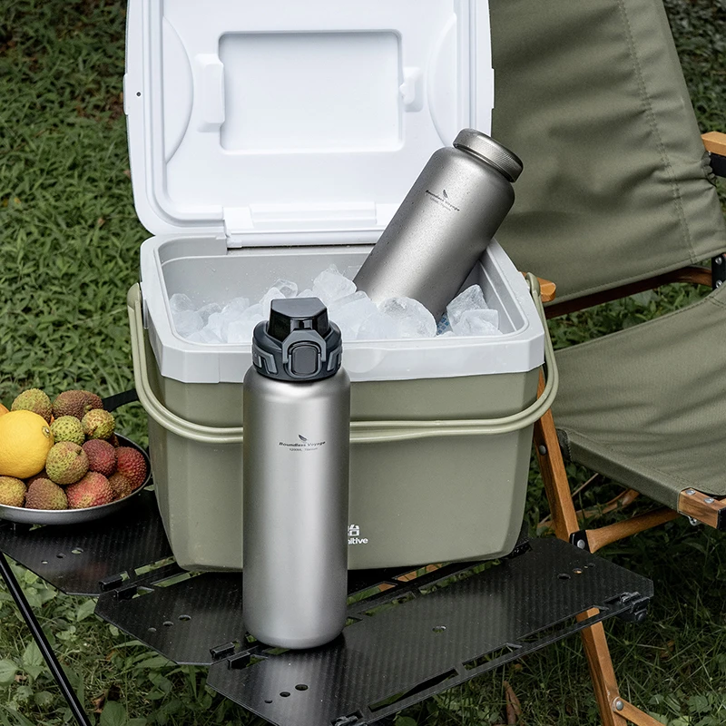Boundless Voyage Titan-Wasserflasche 1,2L/40,6oz mit Klappdeckel/Titandeckel Leichtgewichtige Auslaufsichere Camping-Wander-Fitness-Flasche – Detail 10