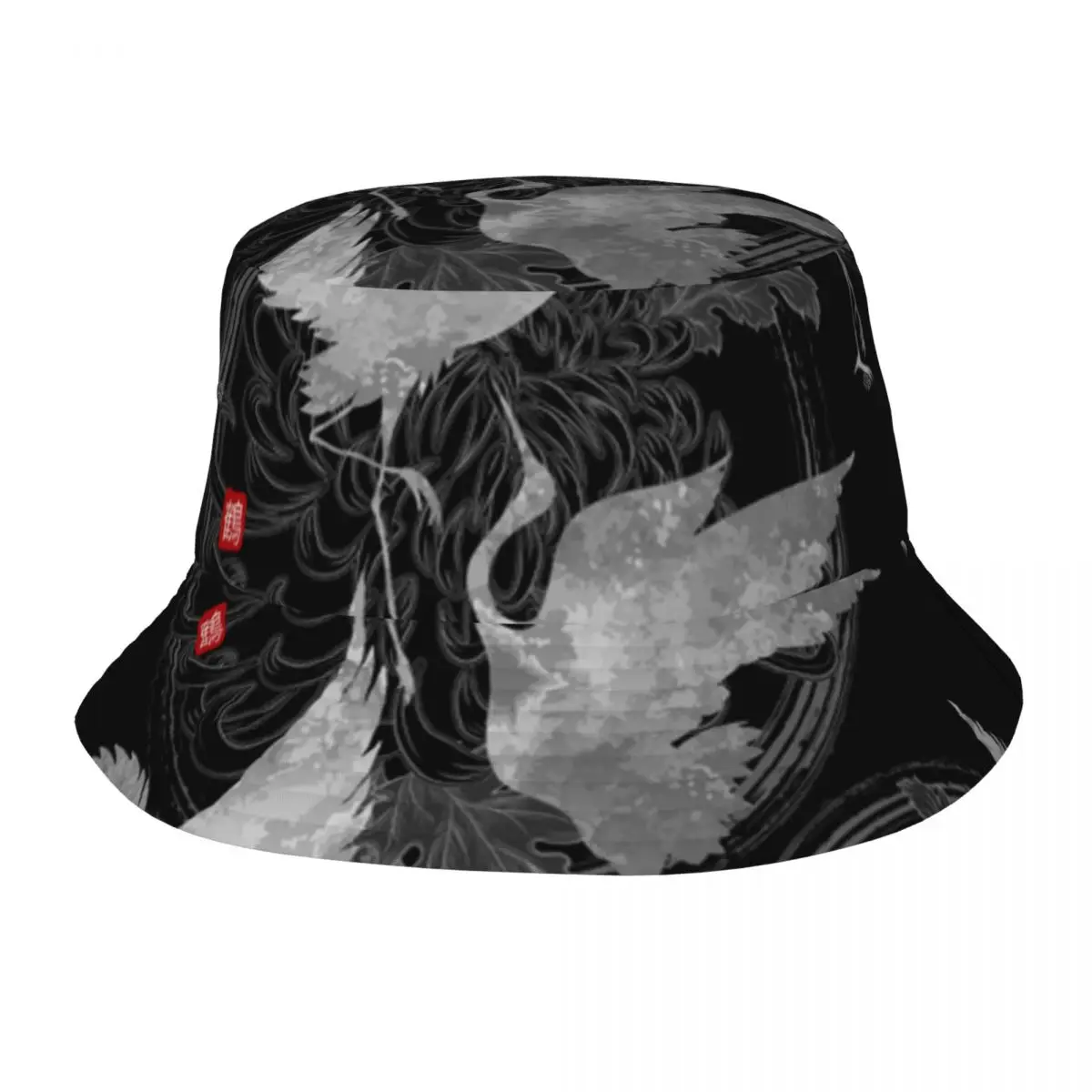 

Bucket Bob Cap Hip Hop Gorros Cranes Tanajura With Japanese Hieroglyphs Panama Cap Beach Sun Fishing Hat