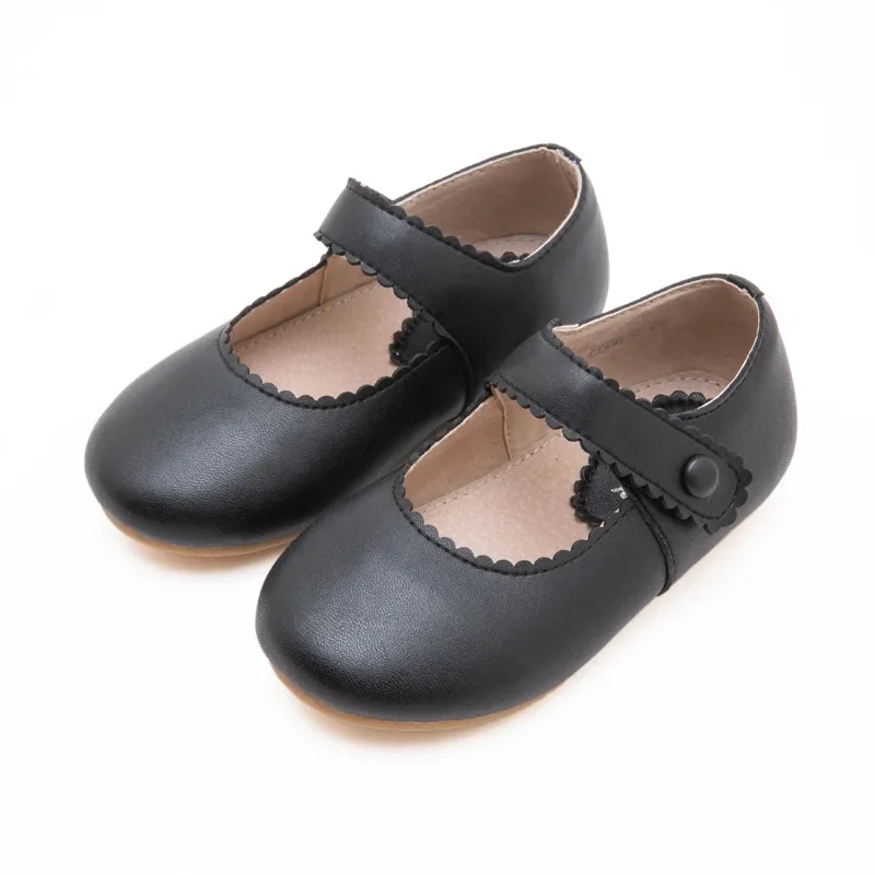 Spring 2024 Baby Toddler Girl Retro Mary Jane Flats Little Kid Microfiber Leather Loafers Children Yellow Black Beige Walk Shoes