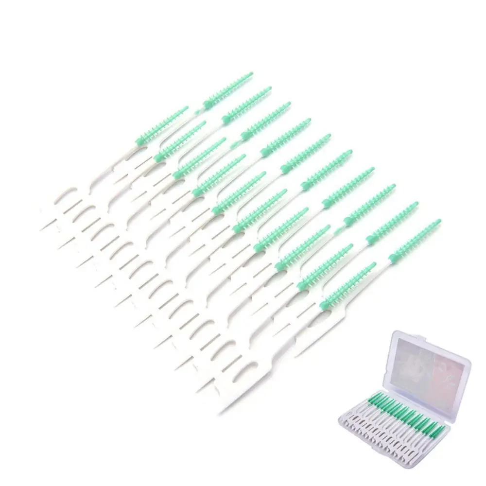 20pcs Soft Rubberized Dental Picks Mint Brush Dental Ultrathin Interdental Brush Stains Removal Mini Teeth Cleaning Tool