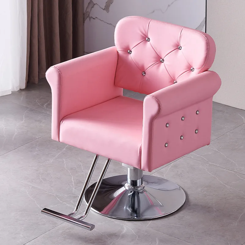 CX Pink Hair Salon Chair Light Luxury Barber Shop Lift Chair Comfortable and easy to sit