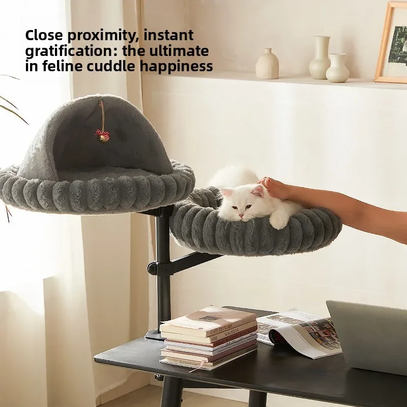 Compact Footprint Suitable Large Cats Cat Toys Cat Climbing Tree Desktop Cat Condo Climbing Tower 360 Rotation Height Adjustable