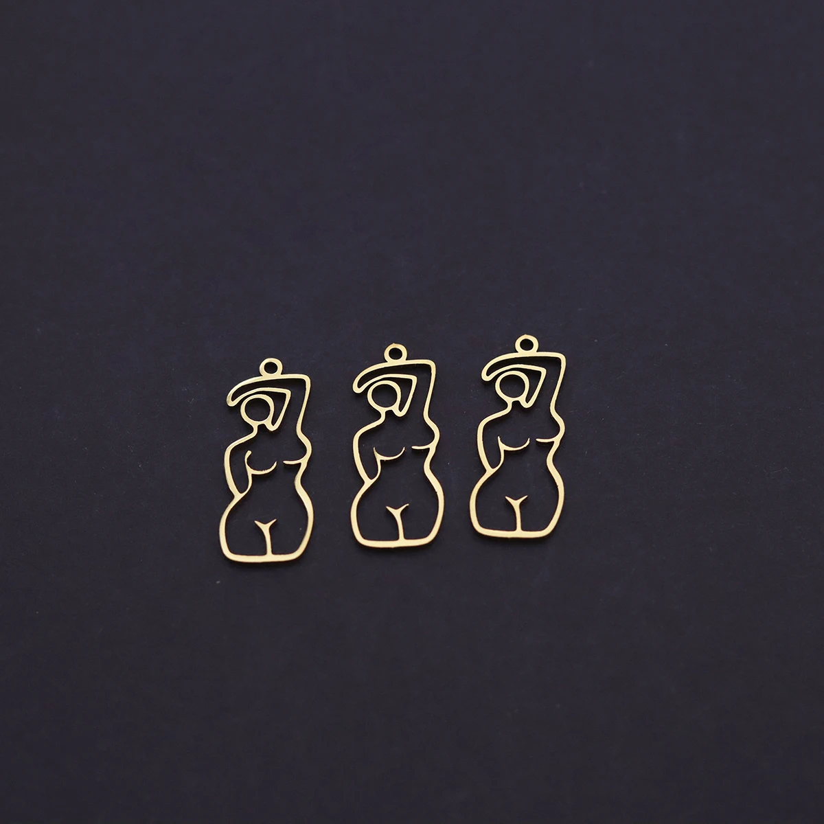 3Pcs Exquisite Abstract Feminist Female Body Stainless Steel Pendant Charms for Jewelry Making Necklace Keychain diy Accessories