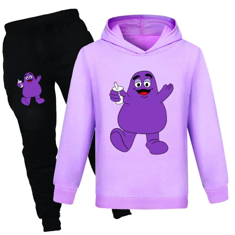 Sudadera con capucha para niños y niñas, conjunto de Sudadera con capucha y pantalones de 2 piezas, Didadi y Grimace