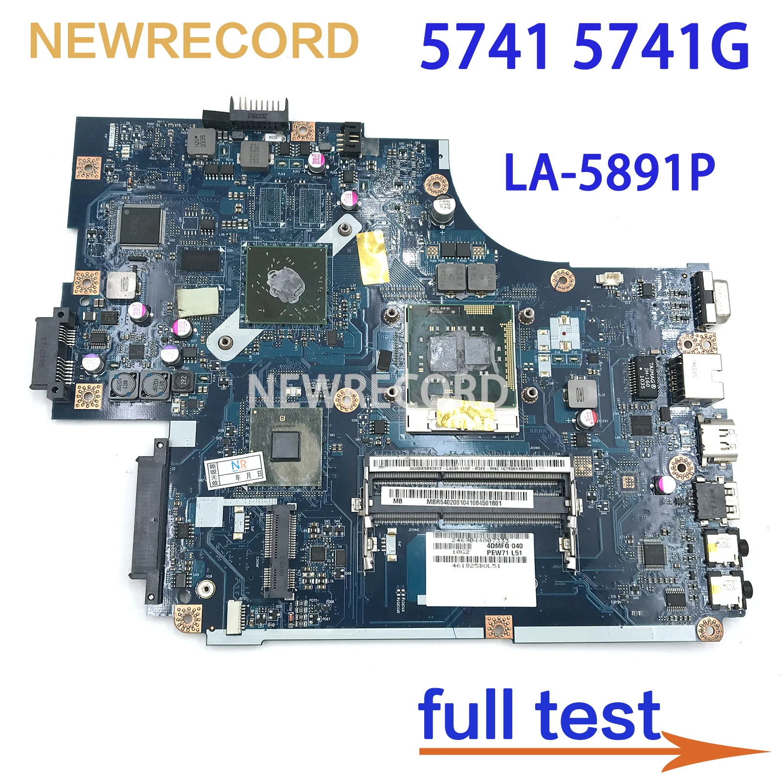 

For Acer Aspire 5741 5741G D NEW70 LA-5891P MBWJR02001 MBR5402001 MBWJM02001 MBTVK02001 Laptop Motherboard DDR3 512MB