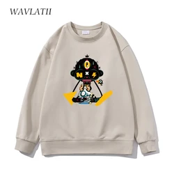 WAVLATII New Women Light Khaki Gothic Printed Sweatshirts Female Soft Casual Hoodie Unisex Spring Autumn Tops for Youngth WH2362