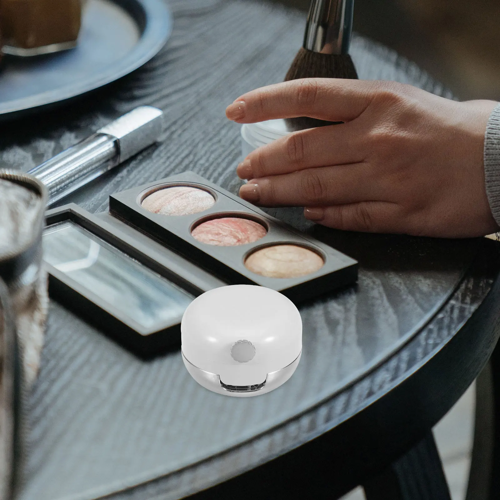 

Portable Empty Lip Mask Jar Featuring Silicone Lip Brush Mirror Lid Ideal for Travel Office Lipstick Palette Storage