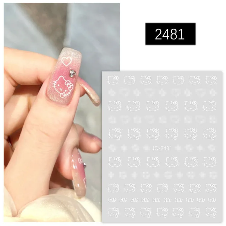 High Face Value Hello Kitty Nail Sticker Cartoon Cute Girl's Heart Children Students Diy Waterproof Stickers Girl Gift