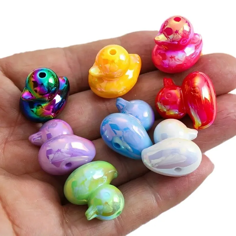DW11 5/10pcs Fashion Colorful 3D Cartoon Duck Beads Cartoon Beads DIY Jewelry Handmade Diy Chain Bracelet Pendant Accessories