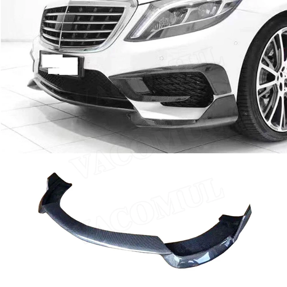 VACOMUL Carbon Fiber Front Lip Spoiler For Mercedes Benz S Class W222 S350 S400 S500 S63 S65 2014-2017 Bumper Chin Guard Car 