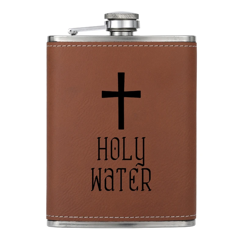 Couro 304 logotipo de aço inoxidável foto personalizado hip balão metal portátil uísque vodka viagem ao ar livre garrafa vinho
